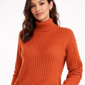 Hippie Rose Warm Orange Turtleneck Sweater
